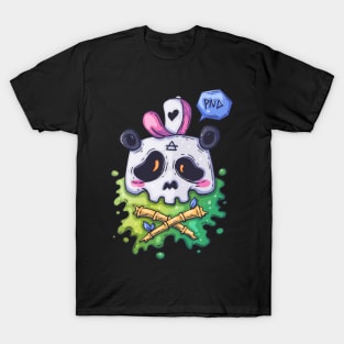 Cool Panda Bear Skully Skull in Rainbow Colors T-Shirt